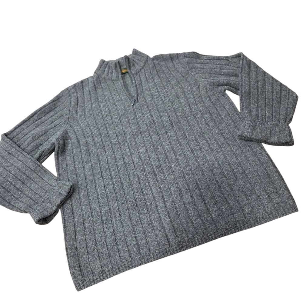 Timberland Wool Blend Quarter Zip Gray Ribbed Men's Sweater Size XL